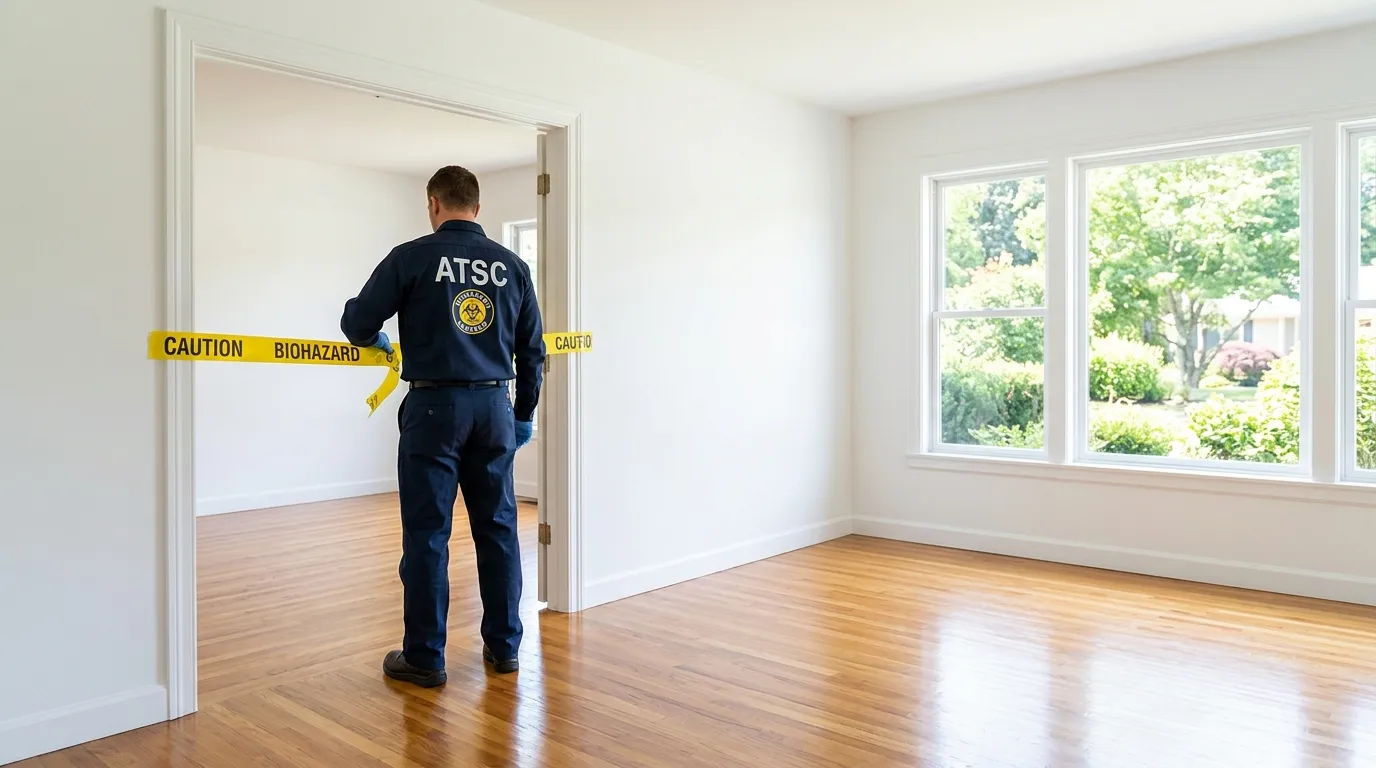 Certified biohazard cleanup crew performing Decomposition Cleanup in Maysville